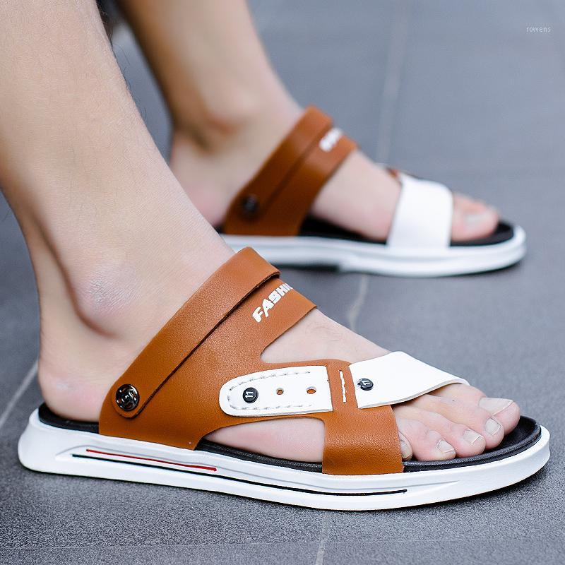

Leather Sandals Men Shoes Handmade Men Sandals Shoes Men's Summer Sandal Male Water Chaussure Homme1, Black white
