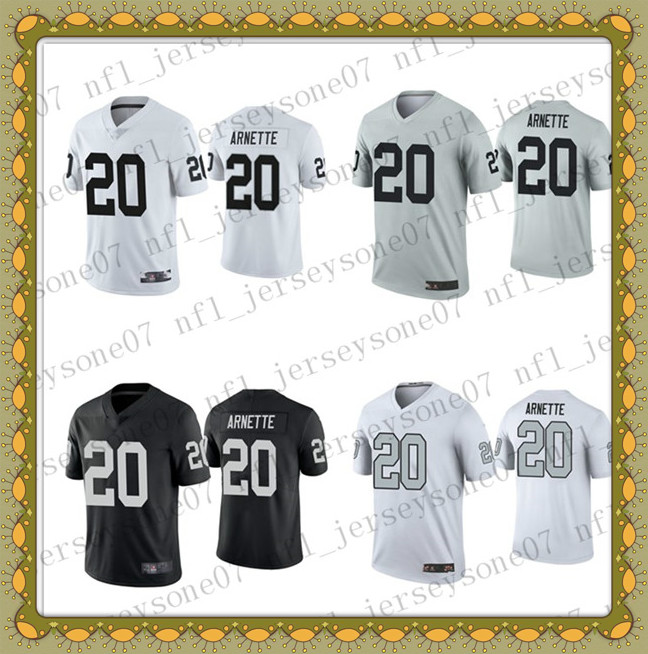 

2020 Custom Mens women youth Las Vegas Raiders 20 Damon Arnette black white grey Football 100th Season Vapor Limited Jersey