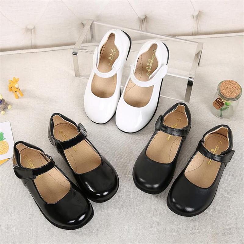 

hot Girls' leather shoes Black and white children's Single shoes Girl Princess Dress, 1bright leather