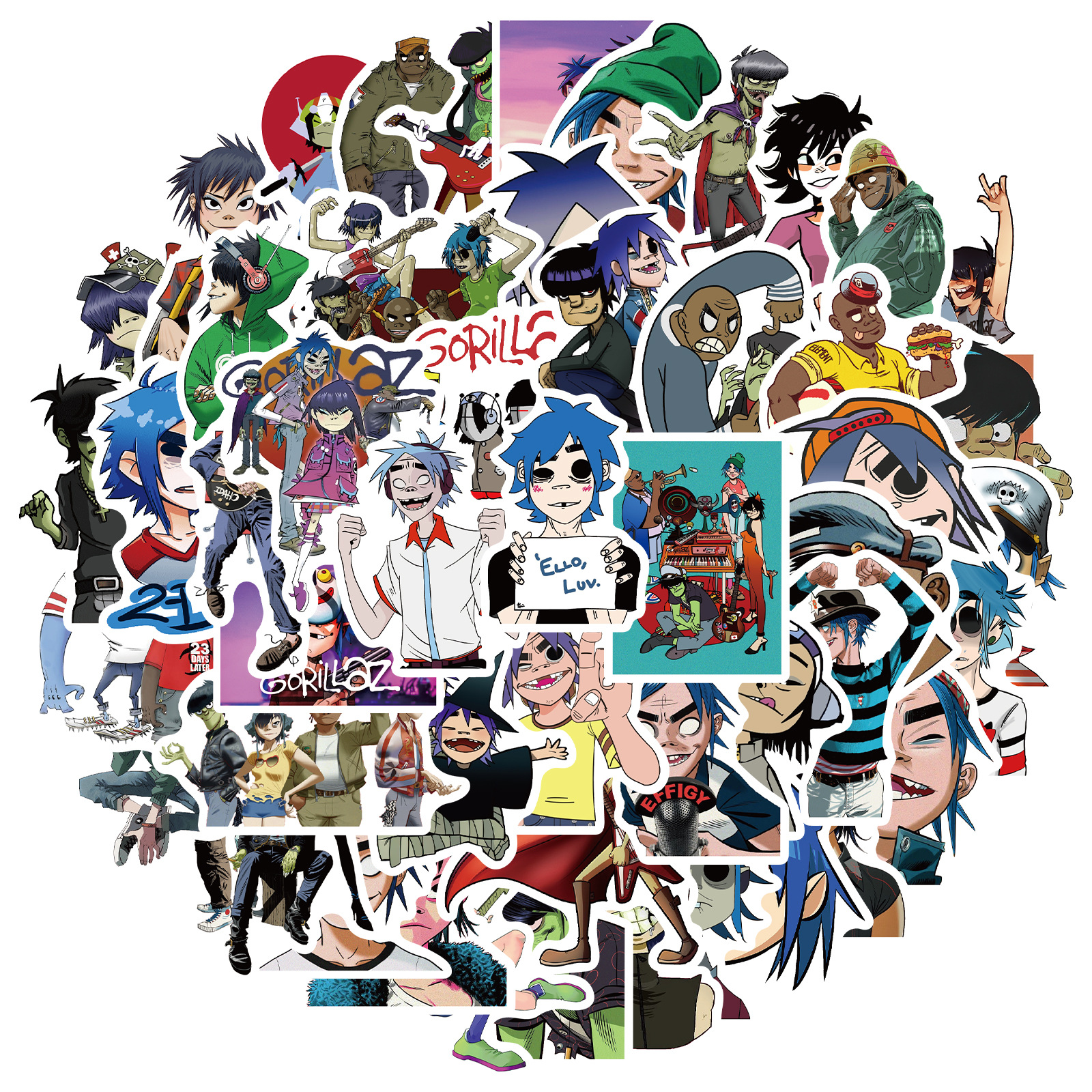 

50Pcs Gorillaz Music Band Cartoon Stickers Decal DIY Motorcycle Phone Laptop Luggage Guitar Car Graffiti Kids Toy Sticker
