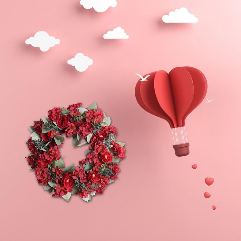 

2021 New Valentine's Day Decoration Wreath Handmade Simulation Wreath Door Hanging Window Props Arrangement Decoration