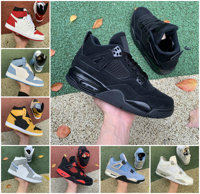 

2022 men basketball shoes women 4s Red Thunder 4 Black Cat Sail White Oreo Cactus Jack 1s Dark Marina Blue Mocha University Banned mens outdoor sports sneakers, Bubble package bag