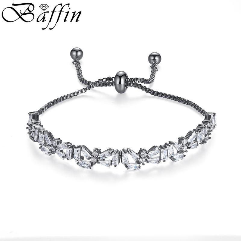 

BAFFIN New Elegant Bracelet Adjustable Size White Champagne Gold Black Color Chian with CZ Jewelry for Women Girl Party Gift