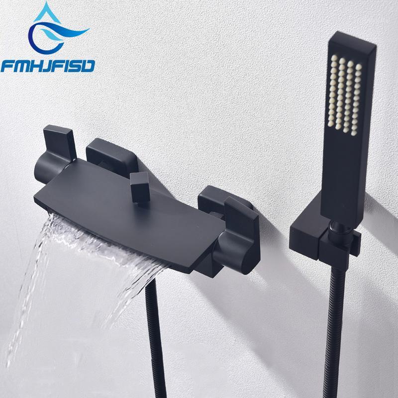 

Pure Black Concealed Bathroom Shower Faucet Waterfall Bathtub Shower Faucet Wall Mounted Mixer Tub Tap1