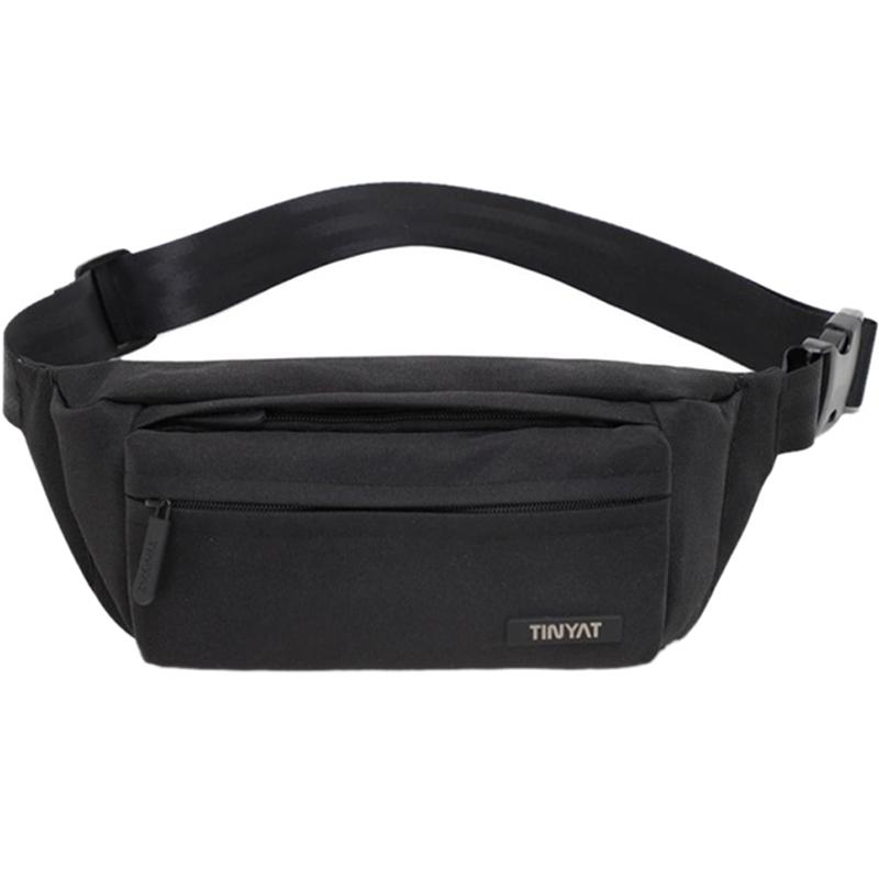 

Tinyat Men Male Waist Bag Pack Grey Casual Functional Belt Bag Large Belt Pouch Phone Money Fanny Travel Hip, Black
