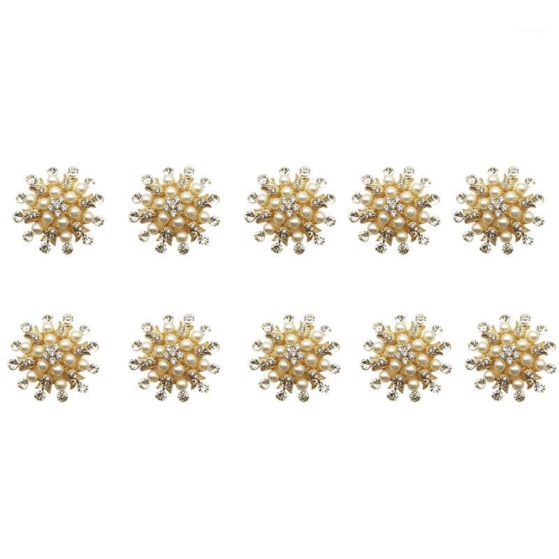 

10Pcs Hotel Napkin Ring Napkin Holder Round Flower Pearl Buckle Christmas Wedding Party Gold Circle Dinner Table D1