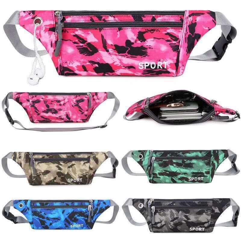 

New Outdoor Sports Pockets Waist Packs Camouflage Belly Belt Bag Camouflage Cash Register Fashion Waterproof Chest Coin Purse, Black