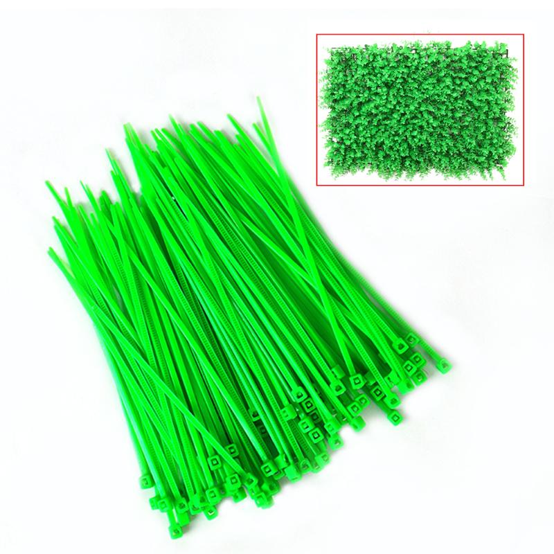 

100pcs Green Garden Fasten Wrap Pipe Decoration UV Resistant Portable Plant Wall Self Locking Office Home Cable Ties Plastic, As pic