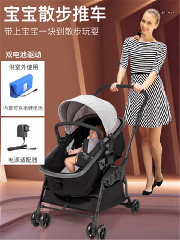 

Baby stroller can sit reclining high landscape baby child four-wheeled folding trolley bed dual-purpose electric pram1