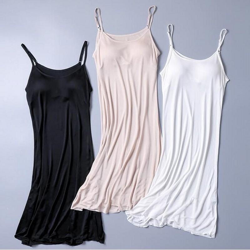 

Women's 30% Real Silk 70% Viscose Full Slip Lace with removable pads Chemise Nightdress Sleepwear Adjustable Strap 3039, White