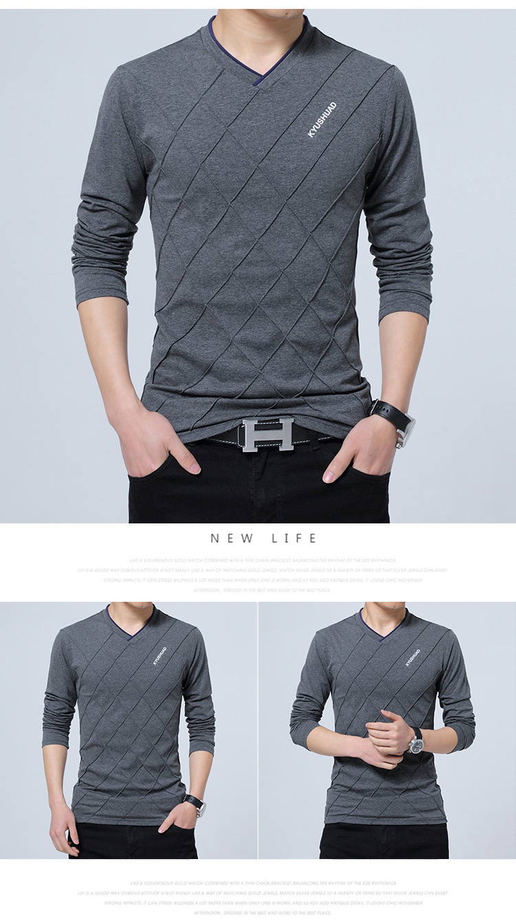 

2021 New Male Casual Shirt Thin-fitting Sleeves with V-cleavage Style Biae, Beige