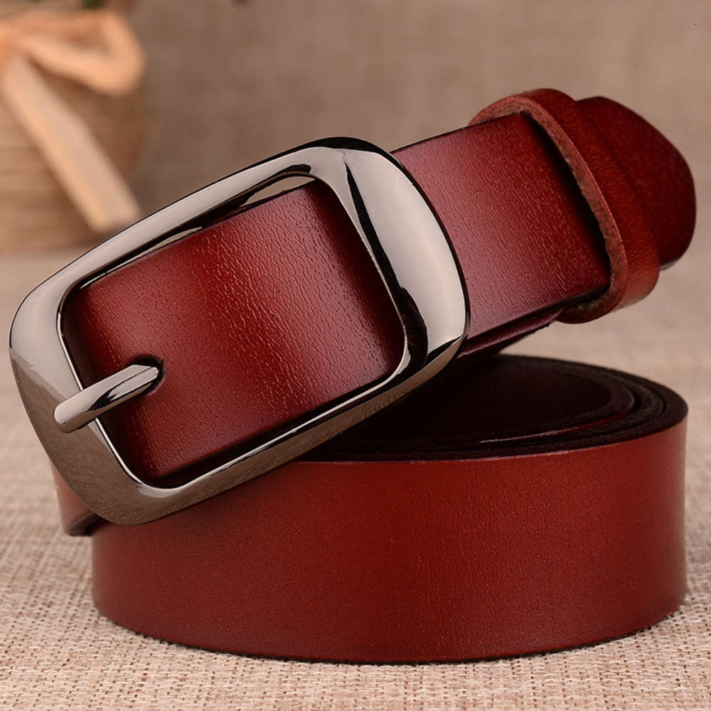 

Women's leather pin buckle belt, cow leather belt, casual labor and material OEM production, Black