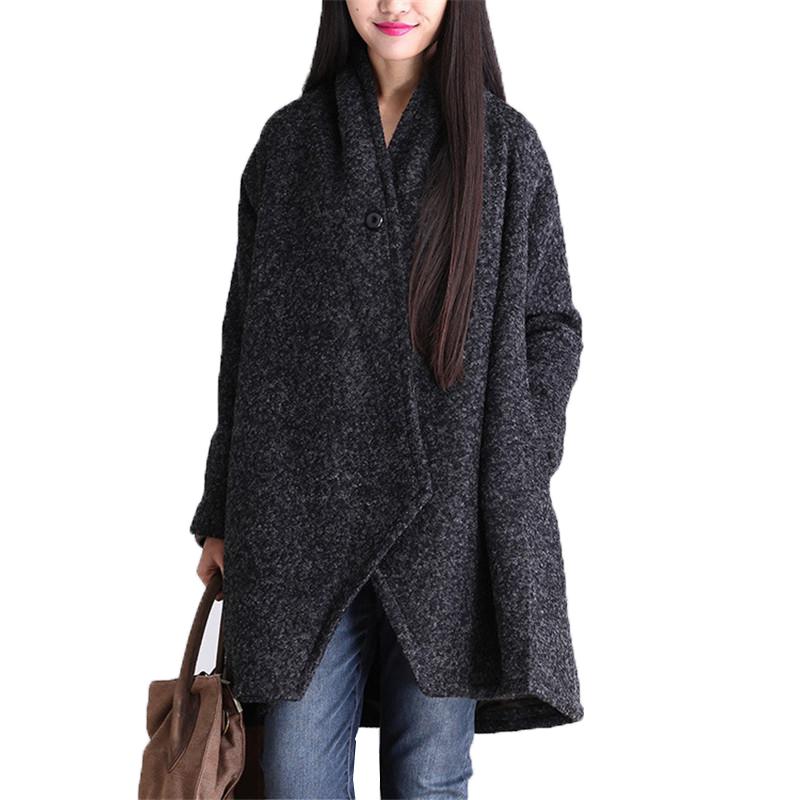 

High Quality Winter Woolen Coat Women Temperament Thick Fashion Design 2020 New Warm Wool Fabric Woolen Coat Classic Plus Size, Black
