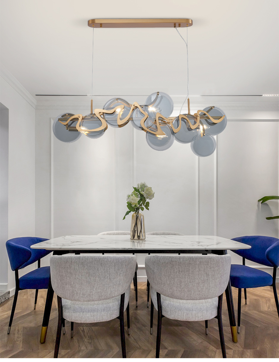 

New Modern Gold Chandelier Lighting For Dining Room Creative Luxury Brushed Gold-bronze Glass Light Fixtures Rounonality chandelier lighting