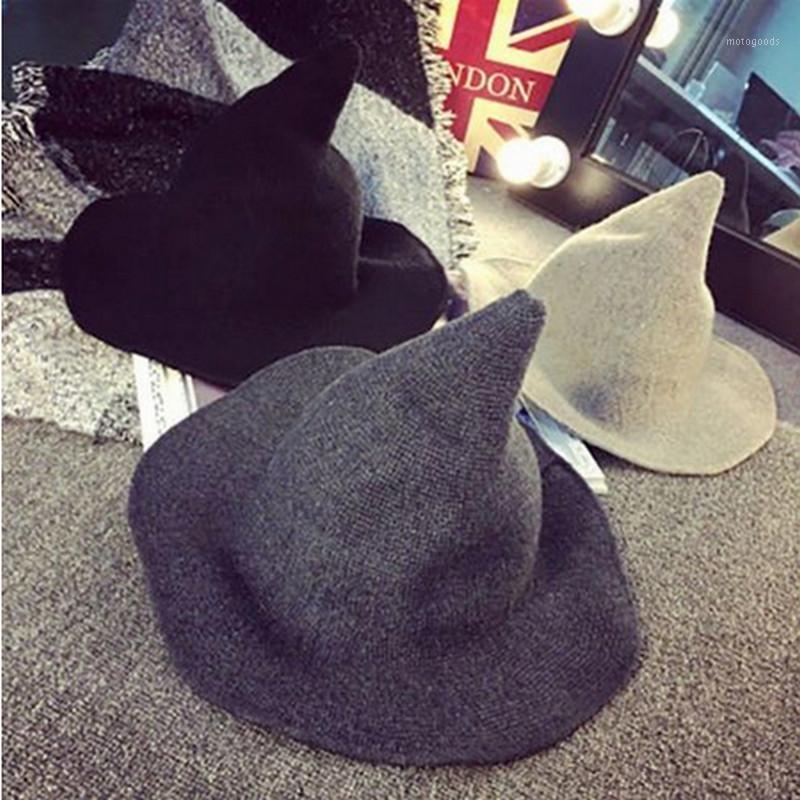 

1 Piece Modern Halloween Witch Hat Woolen Women Lady Made From Fashionable Sheep Wool Halloween Party Hat Festival Party Lot1, Black