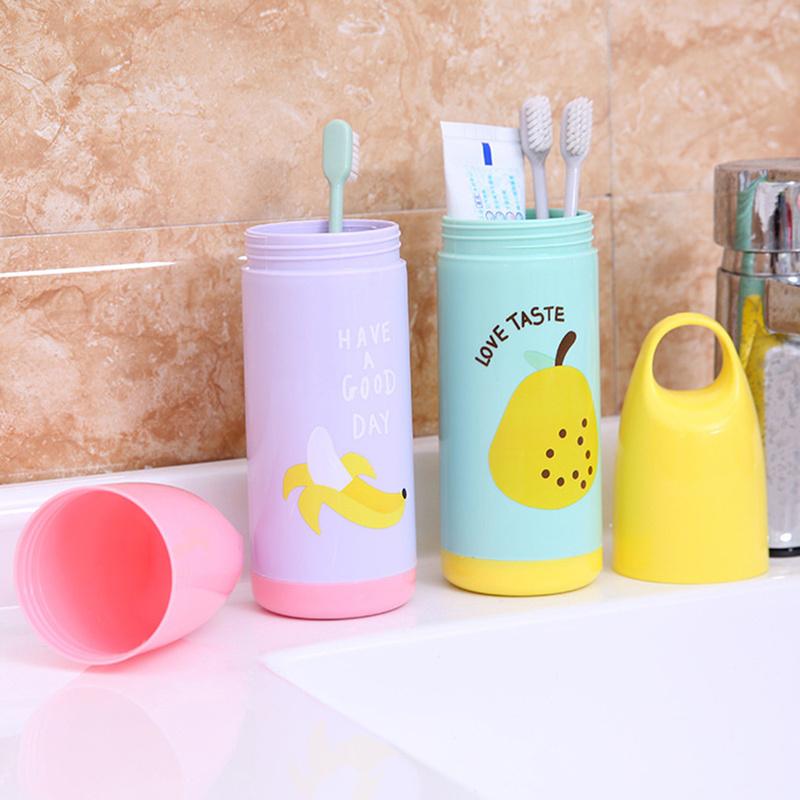 

Plastic New Cartoon Mug Towel Toothbrush Case Box Travel Hiking Camping Storage Organizer Fruit Shower Accessories