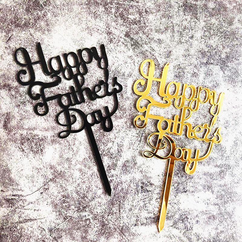 

Black Gold Cake Decoration Acrylic Happy Father`s Day for Super Dad Cake Dessert Decorative Cupcake Toppers Birthday Party1