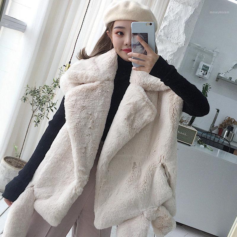

Women 2021 Autumn Winter Fashion Thick Warm Faux Fur Vest Female Turn-Down Collar Casual Loose Fake Fur Waistcoat B2651, As pic