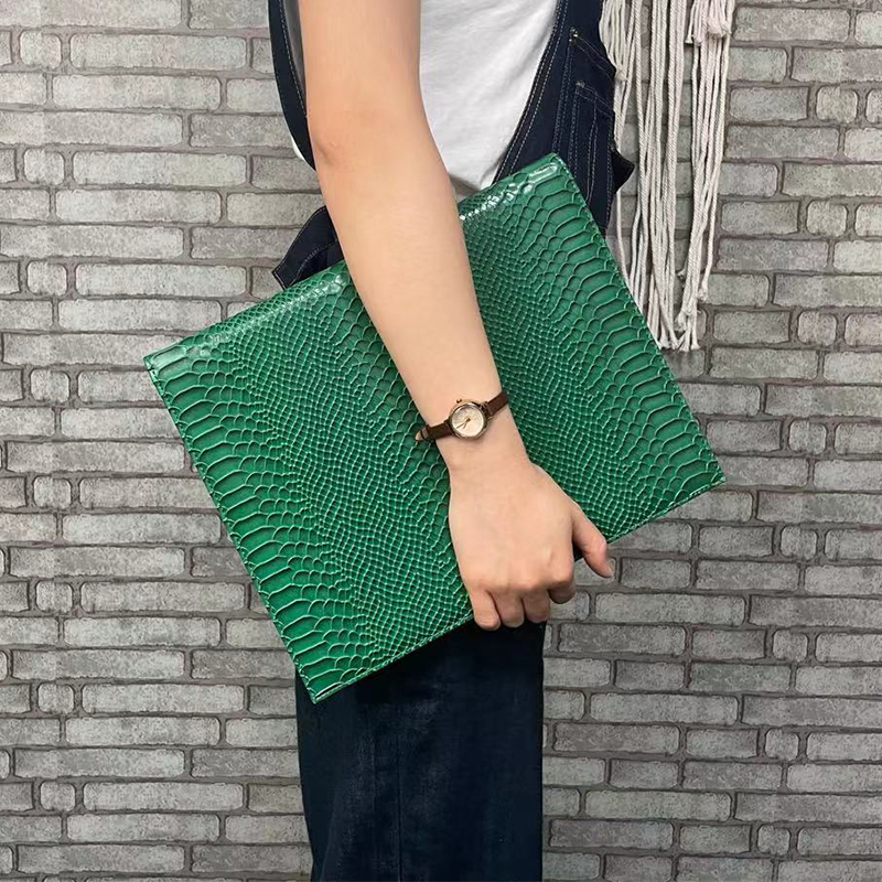 Designer Bags New Design Business Briefcase Women Crocodile/Ostrich Pattern File Folder New Portfolio File Document A4 File Bag-image-752464458