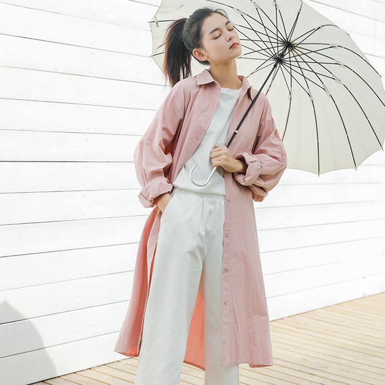 

Korean Loose Women Trench Coat Spring 2020 Full Sleeve Long European Windbreaker Turn-down Collar Solid Ladies Overcoat, Blue