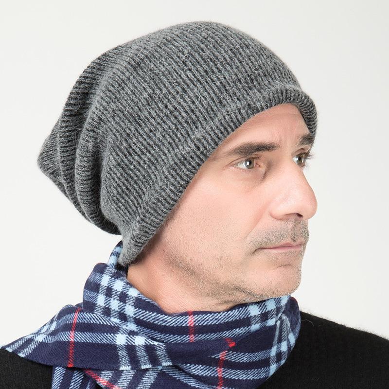 

Winter Famous Warm Wool Genuine Cap for Men Casual Skullies Knitted Hats Black Lana Knitted Hats Men's wool thick Hat