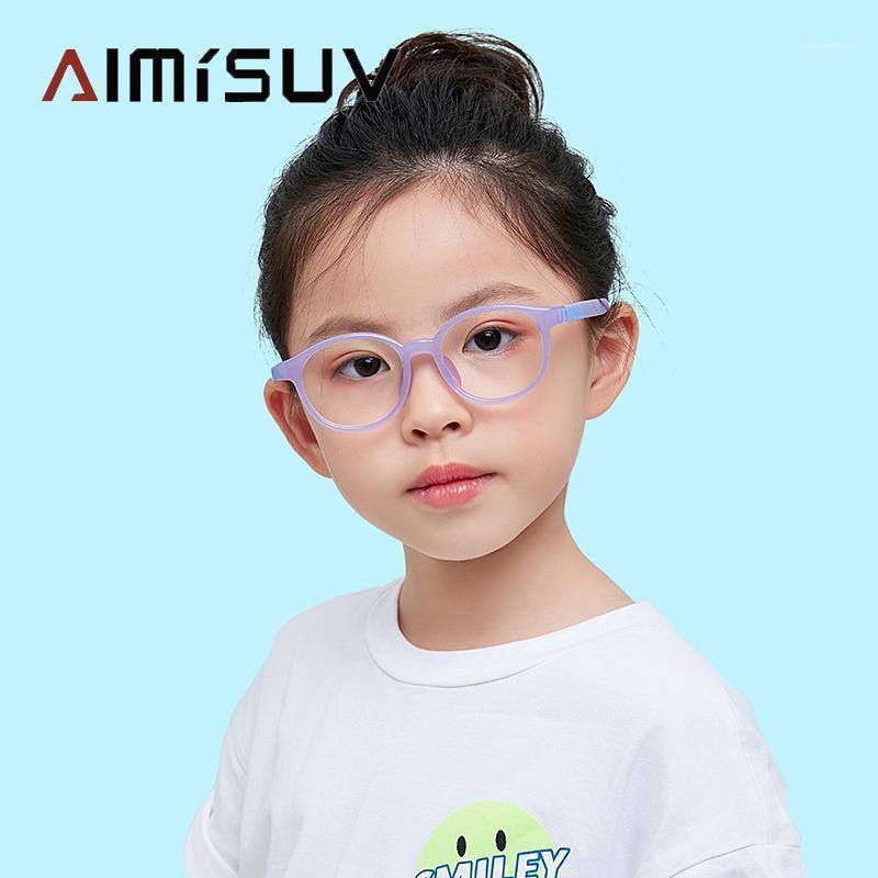 

Fashion Blue Light Glasses Kids Girl 2020 Round Purple TR90 Flexible Silicone Optics Frame Boy Computer Glasses Children's UV4001