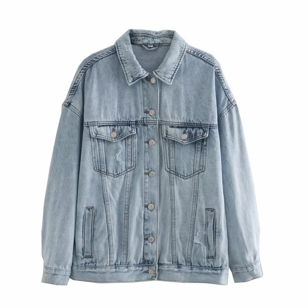 

Denim Jackets Women Casual Jeans Jacket Long Sleeve Denim Cotton Coat Plus Size, Blue