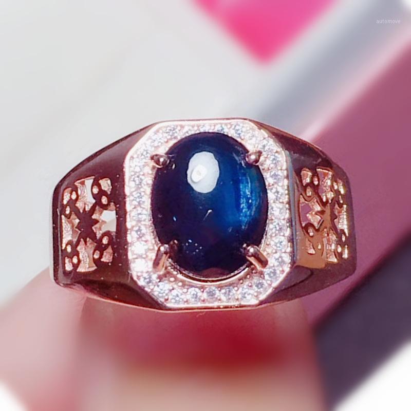 

Men ring Natural real black sapphire traditional rings Per jewelry 3.2ct gemstone 925 sterling silver Fine jewelry X209154101