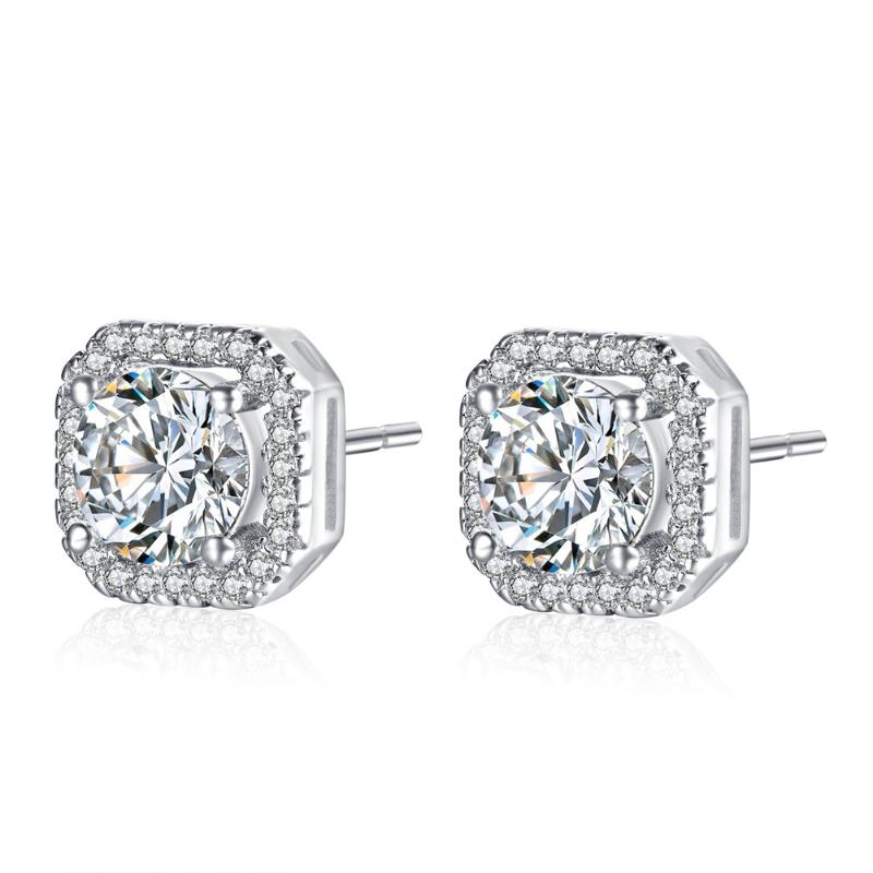 

CE362 New Fashion Ear Nails Female Korean Bright Zircon Square Drill Ear Nails Simple