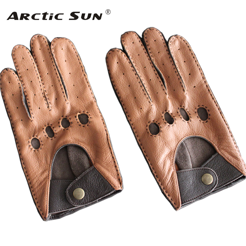 

Men's Genuine Leather Gloves Male Breathable Fashion Classic Goatskin Unlined Thin Spring Summer Driving Mittens LJ201221