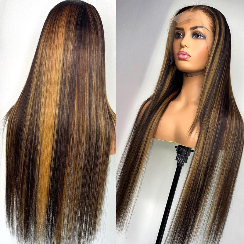

Piano 27 Blonde 13x4 Lace FRont Human Hair Wigs Thick Long Density Straight 250% Lace Frontal Wigs, 13x4 lace front wig