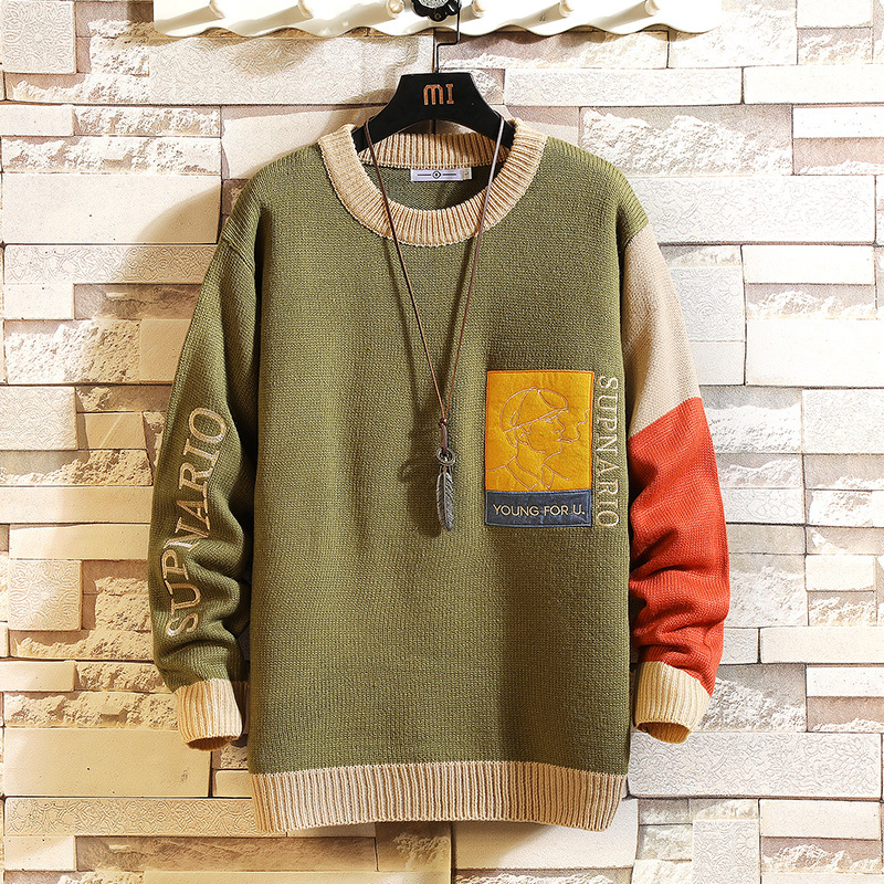 

2021 New Sweaters Men's Black Patchwork Long Sleeves Autumn Winter Pullover Knitted O-neck Plus Oversize 5xl Wfjf, Z0104 1