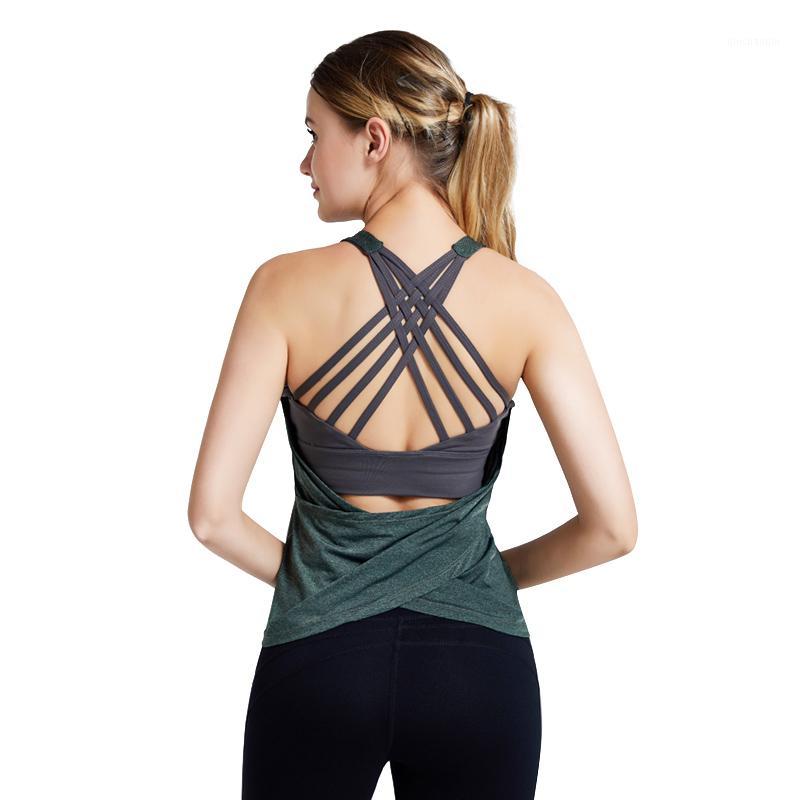

LUKITAS Women Fitness Yoga Shirts Cross Straps Cozy Fake Two-Piece Sport Vest Sportswear Running Workout Sleeveless Sport Shirt1, Pink