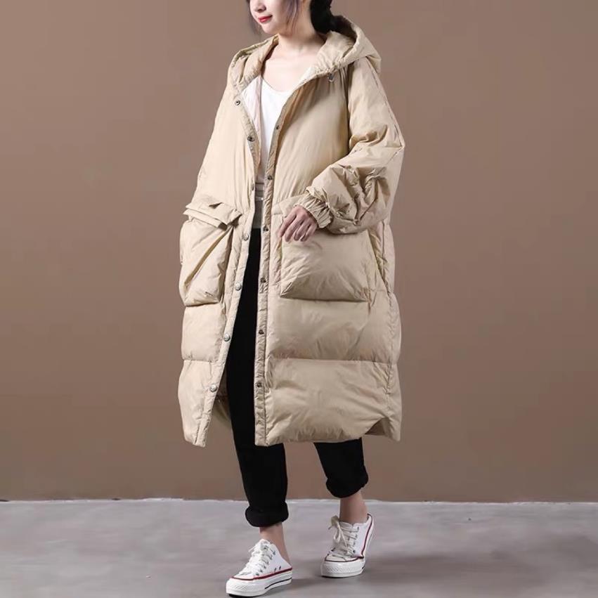 

Snug literary winter coats retro-loose duck oversized female coat only breasted thick hot down parkas f1946, Coffe