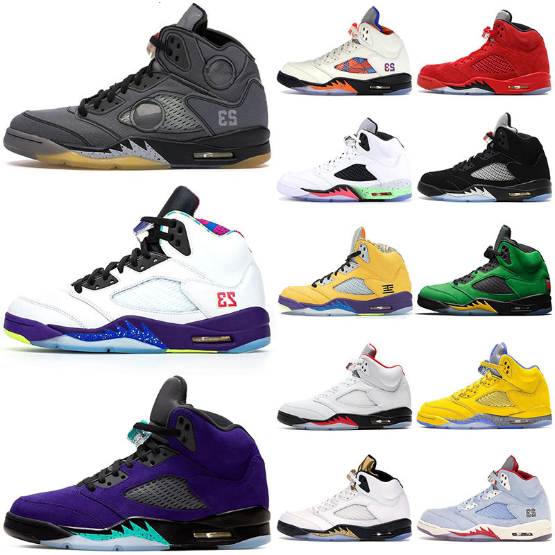 

2021 Off Black Muslin Mens Basketball Shoes 5s Alternate Grape Sport Shoes JUMPMAN 5 WHITE WHAT THE SE Oregon Michigan Trainers Sneakers, A33 light aqua 36-47