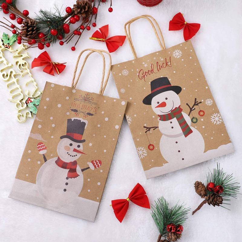 

Christmas Kraft Paper Gift Bag Kawaii Santa Claus Elk Candy Chocolate Cookies Bag Merry Christmas Decorations Navidad