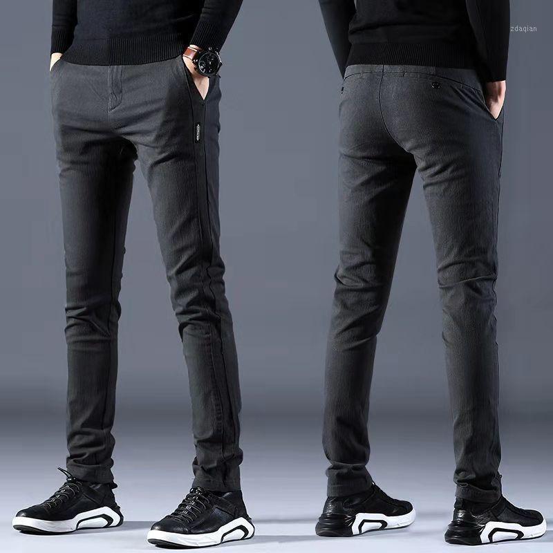 

2020 New Spring Autumn Men Slim Fit Fashion All-match Casual Trousers Male Korean Fashion Solid Full Length Straight Pants K1911, Black