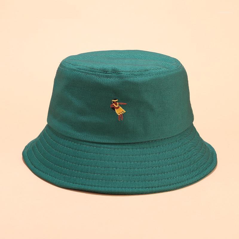 

Cotton Creative pattern embroidery Bucket Hat Fisherman Hat outdoor travel Sun Cap Hats for men and Women 031, Black