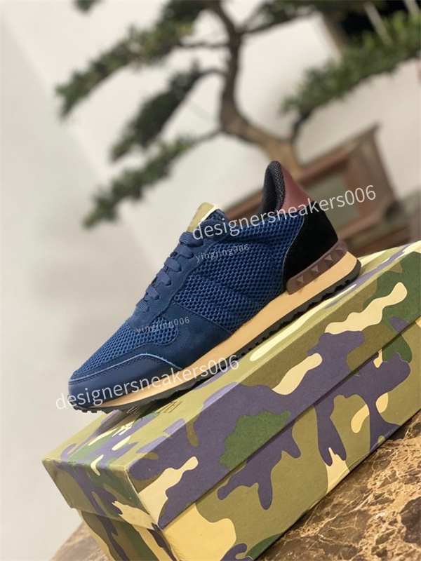 

2021 Stud runner Camouflage Trainers Designer Shoes Mesh Real Leather Combo Rock Runner Sneakers for Men Women Rubber Sole size38-46, 07