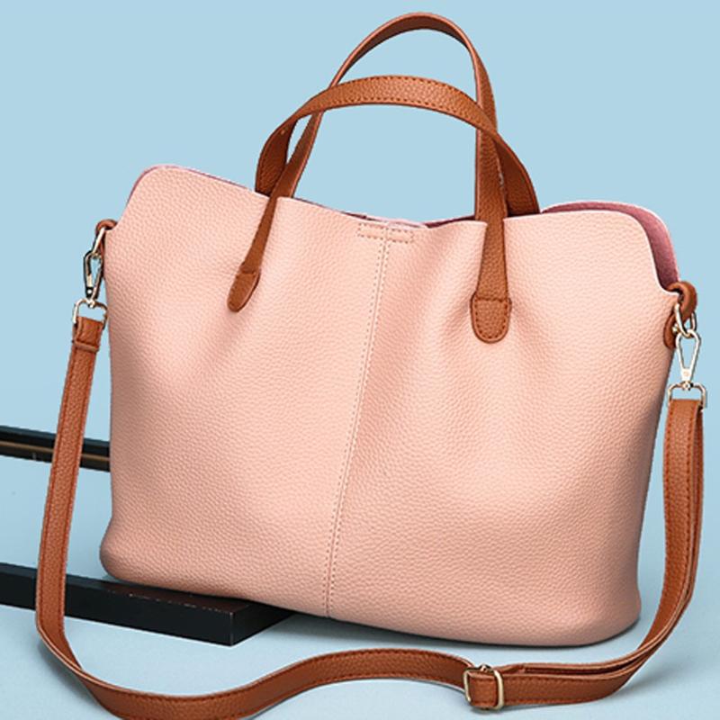 

Women Fashion Wide Solid Color Shoulder Handbags Female Simple PU Leather Women Large Capacity Pure Color Flap Crossbody Bags#35, Red