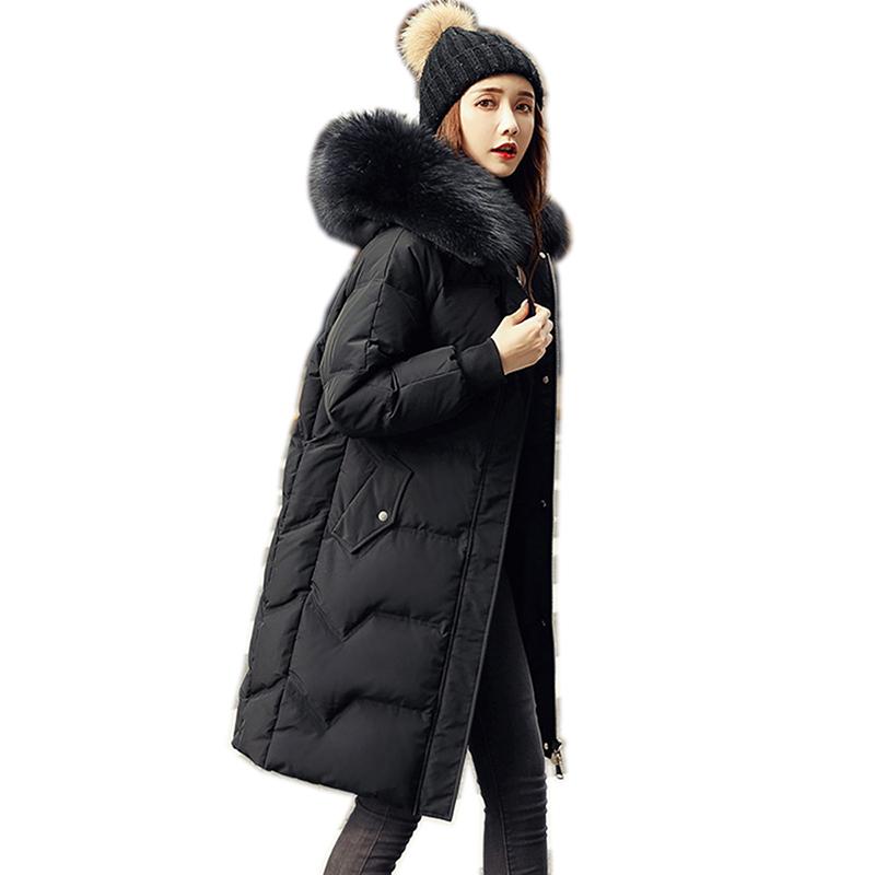 

Large Real Raccoon Fur Hooded Tide Women White Duck Down Jackets Loose Long Warm Thicken Parkas For Female Winter Jacket Women, Beige