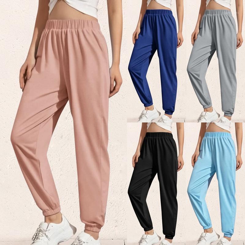 

2020 Solid Color Jogging Pants Women Elastic Waist Sweatpants Loose Sport Trousers Jogger Mujer High Waist Fitness Running Pants1, Dark blue