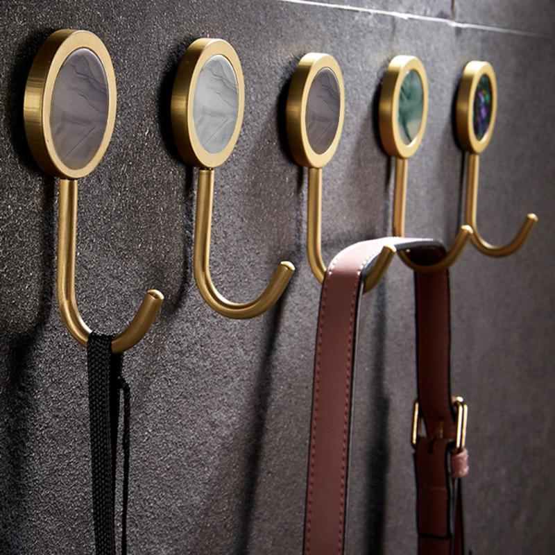 

Storage Hook Free Nail Brass Shell Single Wall Hook Key Cap Scarf Clothes Holder Self Adhesive Hooks Home Bedroom Decor