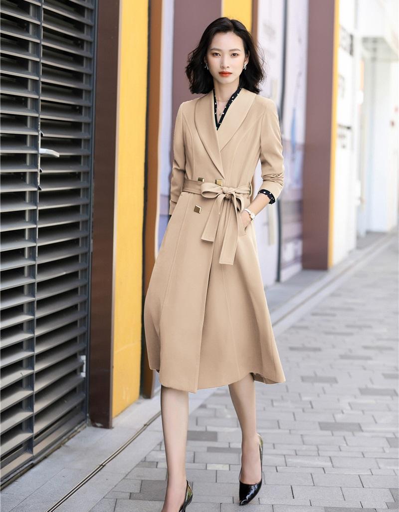 

Middle Long Windbreaker Coat with Skirt Formal Styles Women Professional Business Suits Autumn Winter Pantsuits Blazers