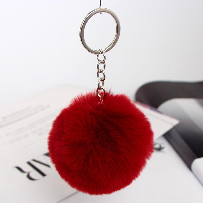 

20 Colors Fluffy Fur Pom Pom Keychain Soft Faux Fur-like Ball Car Keyring Key Holder Women Bag Pendant jllpZV