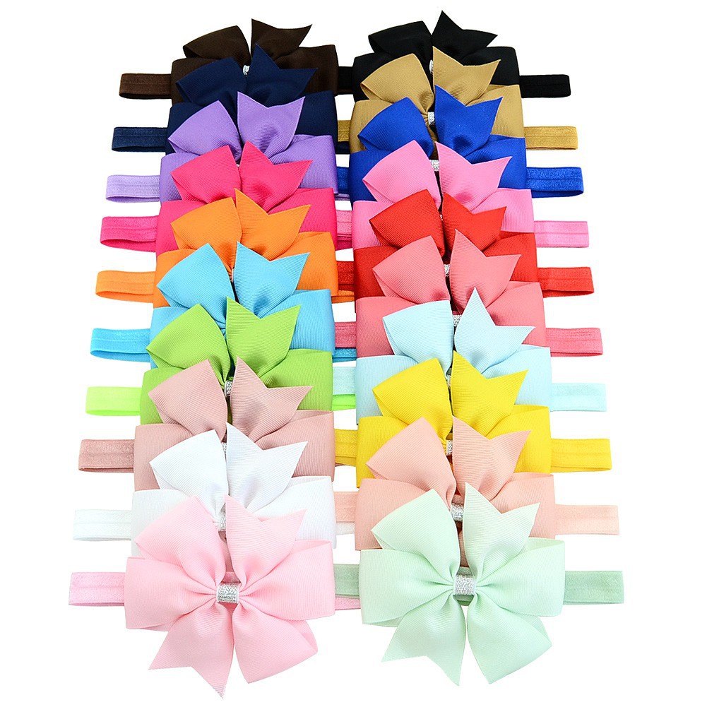 

Baby Headbands Bowknot headband for Girls Children Hair Accessories Kids Toddler Elastic Ribbon Bow Hairband Princess Headdress 20 Colors DHL Ship KHA14