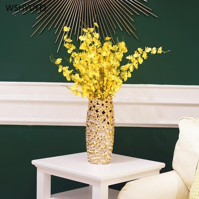 

Creative Golden Ceramic Vase Decoration Dry Flower Insert Ceramic Craft Modern Home Decoration Living Room TV Cabinet Floral