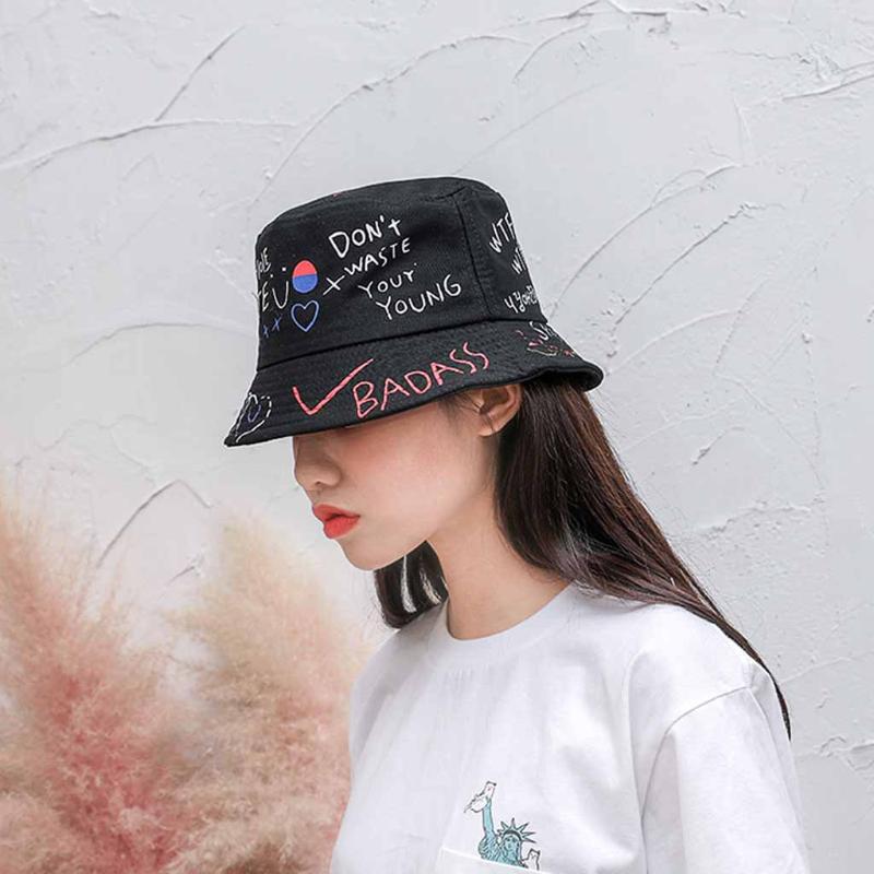 

Summer Bucket Hats Women Men's Hat Double-sided Wear Fishing Hat Outdoor Fisherman Cap For Boys Girls Bob Femme Gorro #T1P, Black