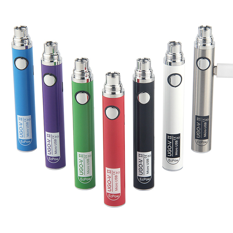 

Authentic UGO V II V2 650 900mAh EVOD Vape Ego 510 Battery 8 colors micro USB Charge Passthrough vape batteries 100% Oringinal
