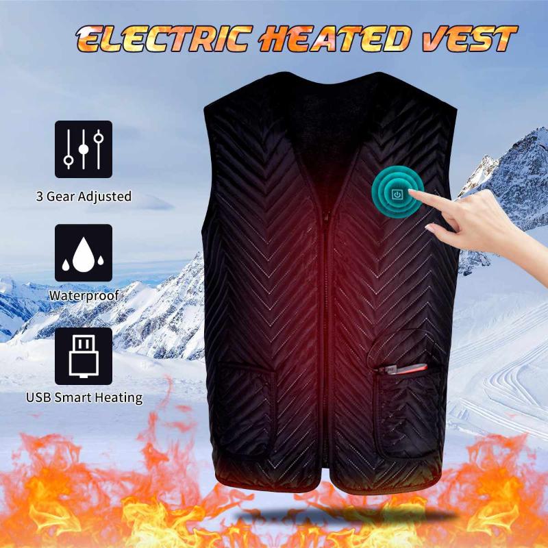 

5Heated Zones Electric Heated Vest Jackets Men Women Sportswear Heated Coat Graphene Heat Coat USB Heating Jacket For Camping, As pic